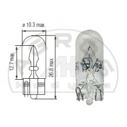 Żarówka 12V 5W T10 całoszklana (op-10szt)