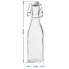 Butelka 250ml. z hermetycznym zamknięciem kwadrat