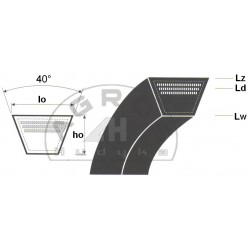 Pas klinowy B1120 żółty