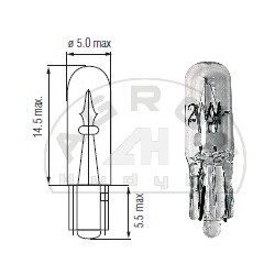 Żarówka 12V 2W T05 całoszklana (op-10 szt)